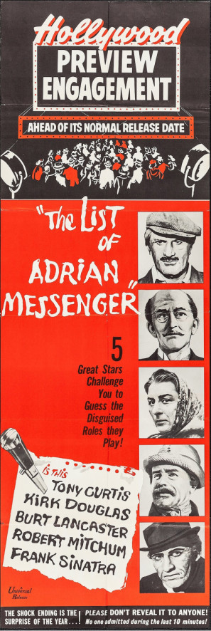 The List of Adrian Messenger movie poster (1963) tote bag